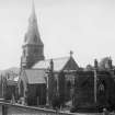 Historic photograph.
General view from E.
Titled: 'Old Parish Church, Dalkeith. 532 J.V'.