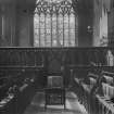 General view of choir stalls at Trinity College Chapel, Glenalmond.