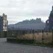 St James Square, Edinburgh. View to Calton Hill from NE across St James Square during its demolition.
View is through a demolished gap in the E side of the square.