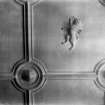 Edinburgh, Orwell Place, Dalry House, interior.
Detail of moulding on ceiling, showing coat of arms and lion.
