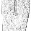 Scanned ink drawing of North Rona 2 sunken cross slab