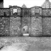 Aberdeenshire, Tolquhon Castle. Scan from a glass plate. View of entrance gateway from NW.