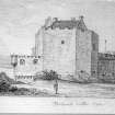 Photographic copy of drawing showing view from S.
Titled: 'Blackness Castle. 1794'.