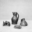 View of pottery vessels and fragments.