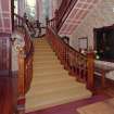 Aigas House.  Ground floor. Hall, view of staircase from East.