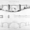 Killiecrankie, Garry Railway Viaduct.
Photographic copy of plan and elevations of viaduct.
Insc: 'Viaduct over the River Garry. Elevation. Plan. Longitudinal Section'.