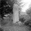 View of standing stone at north-east cairn.