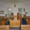 Tongue Parish Church, interior.  View of altar table and pulpit from West