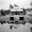 Jain Temple complex, Kolkata.  Entrance steps from the pond to east.