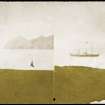 View of ship, off St Kilda, possibly HMS Porcupine.