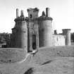 Dumfries And Galloway, Caerlaverock Castle. Scan from a glass plate.
View of gateway from North.