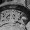 N respond of arch between S transept and S choir-aisle, depicting the Explusion from the Garden of Eden.
