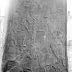 Detail of battle scene on reverse of Aberlemno no 4, the Churchyard stone. Possibly taken by BC Clayton, 1927.