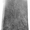 Aberlemno no 3, the Roadside cross-slab. View of reverse, showing Pictish symbols, and hunting scene.