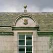 Detail of curved dormer with shield on south face of castle