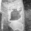 Huntingtower Castle, interior.
View of stairway blocked by carved stone.