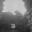 Oratory cell, detail of roofing and light at SW of cell.