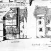 Dundee, Claypotts Road, Claypotts Castle.
Photographic copy of part of drawing showing sections AB and West elevation.