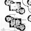 Dundee, Claypotts Road, Claypotts Castle.
Photographic copy of part of drawing showing ground floor plan and first floor plan.