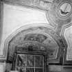 Interior.
Detail of painted ceiling and window recess in N room.