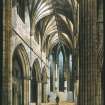 Hand painted slide showing interior of Trinity College Church on original site.