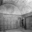 Interior.
View of ceiling and wall of N room after restoration.