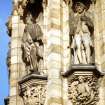 View of statues of David Hume, third from left, and Adam Smith, fourth from left, NW tower.