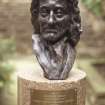 View of bust of Sir Robert Sibbald by Mark McCue, in the centre of the Sir Robert Sibbald Physic Garden.