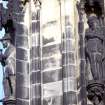 View of statues of Edith of Lorne (right) and Hal o' the Wynd (left), on lower tier of NW buttress.