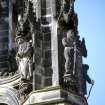 View of statues of Robert the Bruce (right) and Old Mortality (left), on upper tier of NE buttress.