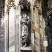 View of statue of Diana Vernon, on lower tier of SE buttress.