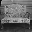 Interior-detail of tapestry sofa in Holyrood Palace