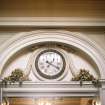 View of Bank of Scotland clock above entrance to telling room.
