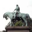 View of Albert Memorial, showing equestrian statue of Prince Albert.