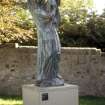 View of sculpture, 'The Virgin of Alsace', in grounds of Dean Gallery.