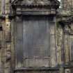 View of monument to Bishop George Wishart, against inside of N wall of N aisle in Holyrood Abbey..