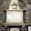 View of monument to Euphemia Stewart, on inside of S wall of Holyrood Abbey.