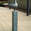 View of sculpture (one of three) which forms part of 'Burdz Do Sit', in courtyard, South Gyle Crescent.