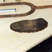 Camserney Farm, Long House: the worn leather sole of the shoe found in the house during conservation work, showing hand stitching