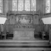West Saville Terrace, Reid Memorial Church, interior.
General view of Communion Table, Ministers and Elders Stall and painting of 'The Last Supper'.