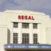 Detail of REGAL sign above main entrance to the Regal Cinema, Bathgate.
