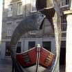 View of 'Fish 'N' Ships' sculpture, at entrance to Commercial Quay, Dock Place.