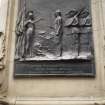 View of panel on pedestal of Queen Victoria Statue, showing 5th Volunteer Battalion, The Royal Scots.