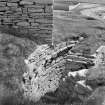 View showing house corner on wall of broch and cell of a chamber.