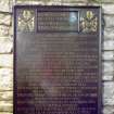 View of memorial tablet, on wall of chapel.