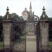 View of S gates and pillars.