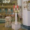 Interior, view of lectern and font