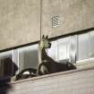 View of sculpture of 'Dick Vet Horse', on flat roof of the Small Animal Clinic, Royal (Dick) School of Veterinary Studies, Summerhall.