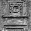 Historic photographic view of coat of arms and inscription 'God bless the Baxters of Edinburgh who built this house.'