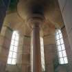 Interior.  Tower, detail of carved stone capital at top of stair